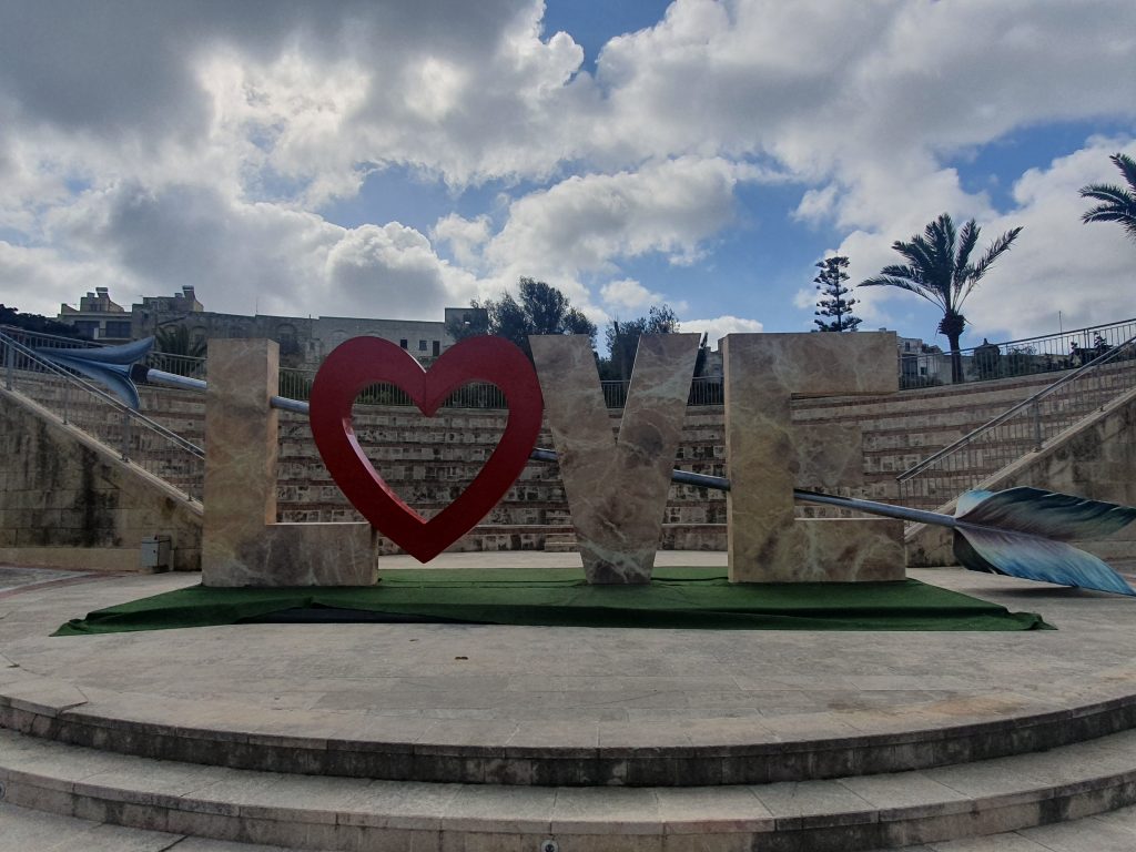 Love sign at the Villa Rundle gardens in Gozo