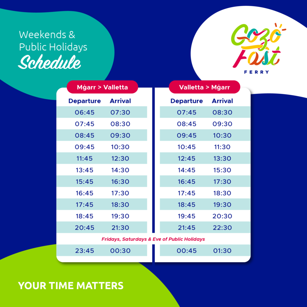 Gozo fast ferry weekends timetable