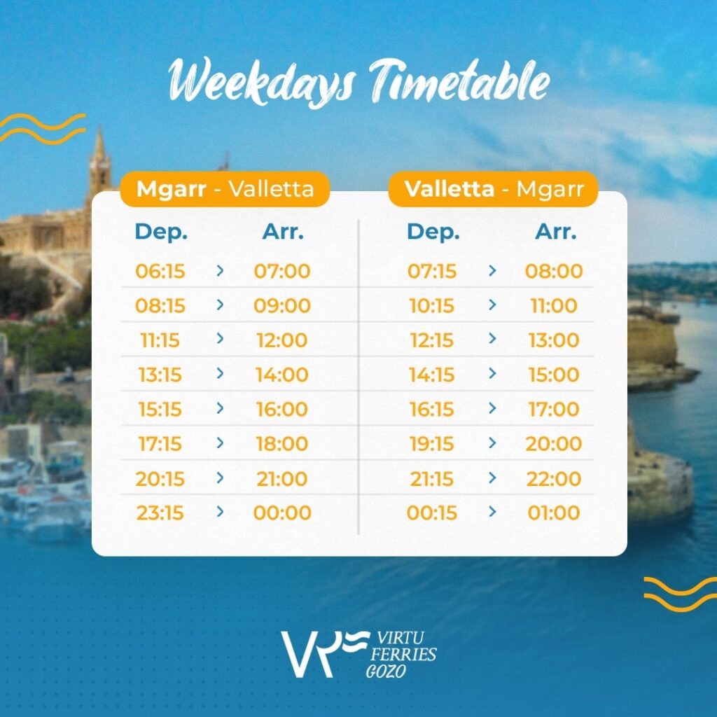 Virtu gozo fast ferry weekdays schedule